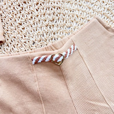 Conj. Regata e Short com Detalhe de Coração - Areia